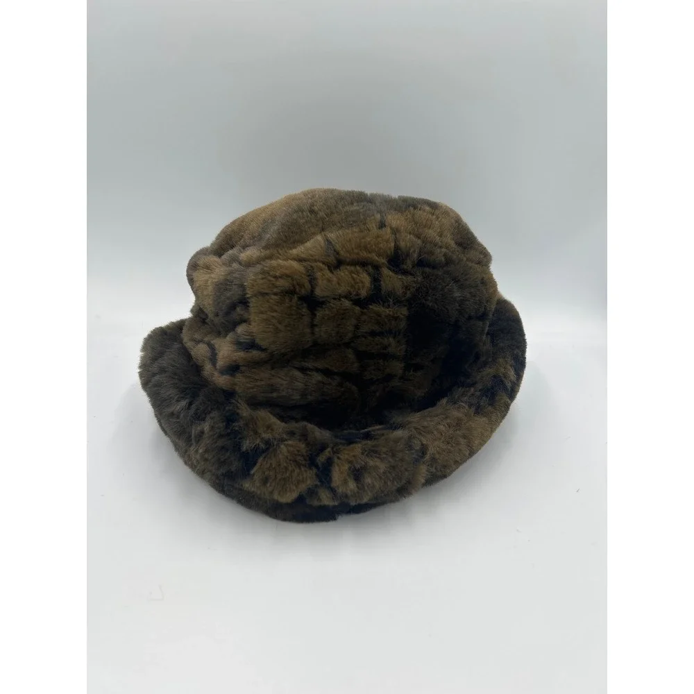 Vintage Preston & York Brown Faux Fur Hat Made in Canada 90s Winter Glam Luxe